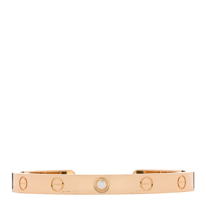 18K Yellow Gold 1 Diamond LOVE Cuff Bracelet 17