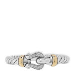 Sterling Silver 18K Yellow Gold Diamond Petite Buckle Ring 54 6.75