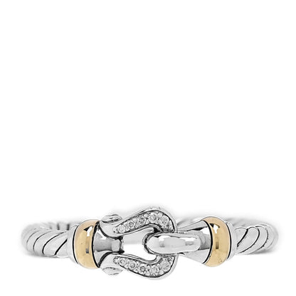 Sterling Silver 18K Yellow Gold Diamond Petite Buckle Ring 54 6.75