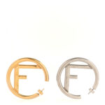 Metal FF Hoop Earrings Gold Silver