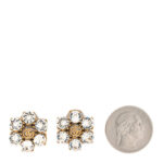Metal Crystal Double G Clip On Earrings Aged Gold - Image 2