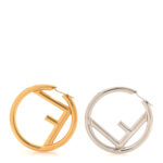 Metal FF Hoop Earrings Gold Silver