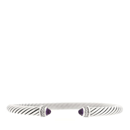 Sterling Silver Diamond Amethyst 5mm Cable Classics Bracelet