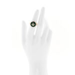 18K Yellow Gold Diamond Malachite Blossom Signet Ring 49 5 - Image 2
