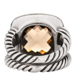 Sterling Silver 18K Yellow Gold Diamond Smoky Quartz 14mm Albion Ring 52 6 - Image 3