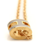 Lacquered Gold Mini Pop H Pendant Necklace Marron Glace - Image 5