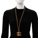 Metal Quilted CC Necklace Gold - Image 2