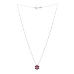Platinum Diamond Ruby Forget Me Not Pendant Necklace - Image 3