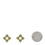 18K Rose Gold Titanium Diamond Venetian Princess Flower Earrings Green - Image 2