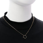 18K Yellow Gold Black Onyx Vintage Alhambra Pendant Necklace - Image 2
