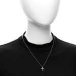 Platinum Diamond Small Cross Pendant Necklace - Image 2