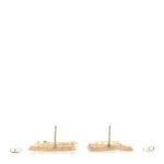 Crystal Cha-Nel Logo Drop Earrings Gold - Image 3