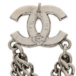 Crystal Baguette CC Chain Drop Earrings Silver - Image 4