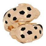 18K Yellow Gold Tsavorite Black Onyx Black Lacquer Panthere De Cartier Articulated Ring - Image 3