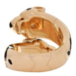 18K Yellow Gold Tsavorite Black Onyx Black Lacquer Panthere De Cartier Articulated Ring - Image 4