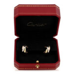 18K Pink Yellow White Gold Classic Trinity Hoop Earrings - Image 5