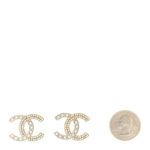 Crystal Pearl CC Large Earrings Gold - Image 2