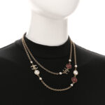 Pearl Enamel CC Camellia Long Necklace Pink Gold - Image 2