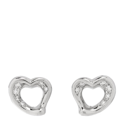 Platinum Diamond Elsa Peretti Open Heart Earrings