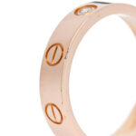 18K Pink Gold Diamond 4mm LOVE Wedding Band Ring 50 5.25 - Image 5