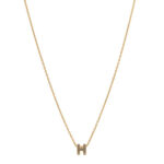 Lacquered Gold Mini Pop H Pendant Necklace Marron Glace