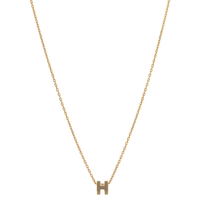 Lacquered Gold Mini Pop H Pendant Necklace Marron Glace
