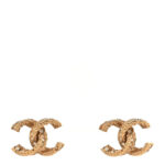 Crystal Twisted CC Earrings Gold