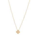 18K Yellow Gold Diamond Vintage Alhambra Pendant Necklace