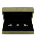 18K Yellow Gold Mother of Pearl 5 Motifs Vintage Alhambra Bracelet - Image 4
