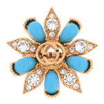 Metal Crystal Interlocking G Ring Set 53 6.25 Gold Turquoise