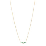 18K Yellow Gold Diamond Emerald Bar Necklace