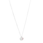 Sterling Silver Enamel Diamond Return to Tiffany Double Mini Heart Tag Pendant Necklace Pink