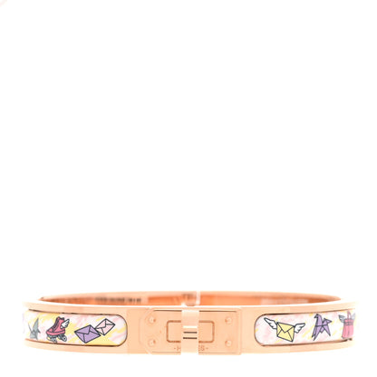 Enamel Printed Hermes Flagship Mini Clic Kelly Bracelet PM Jasmin