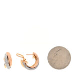 18K Pink Yellow White Gold Classic Trinity Hoop Earrings - Image 2