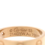 18K Yellow Gold Diamond 4mm LOVE Wedding Band Ring 53 6.5 - Image 4