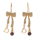 Crystal Bow Earrings Gold