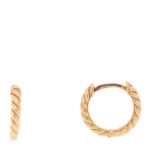 18K Yellow Gold Sculpted Cable Huggie Hoop Earrings
