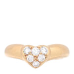18K Yellow Gold Diamond Heart Band Ring 49 5