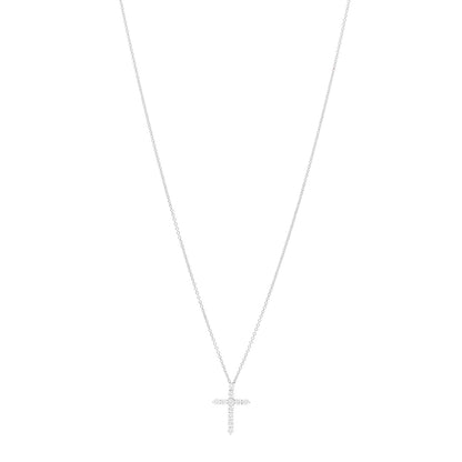 Platinum Diamond Small Cross Pendant Necklace