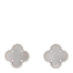 18K White Gold Mother of Pearl Vintage Alhambra Earrings