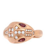 18K Rose Gold Diamond Rubellite Serpenti Seduttori Ring 54 7