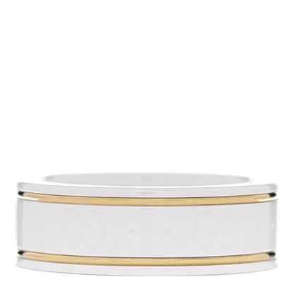 18K Yellow Gold Zirconia 7mm Icon Band Ring 53 6.5 White