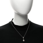 18K White Gold Diamond Akoya Cultured Pearl Petit Soleil Drop Pendant Necklace - Image 2